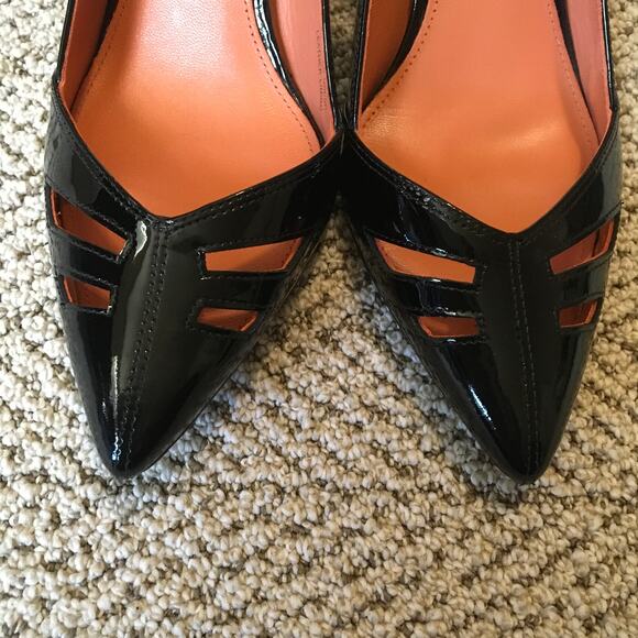 Via Spiga Black Patent Leather Gable Slingback Heels - 8M - Picture 2 of 8